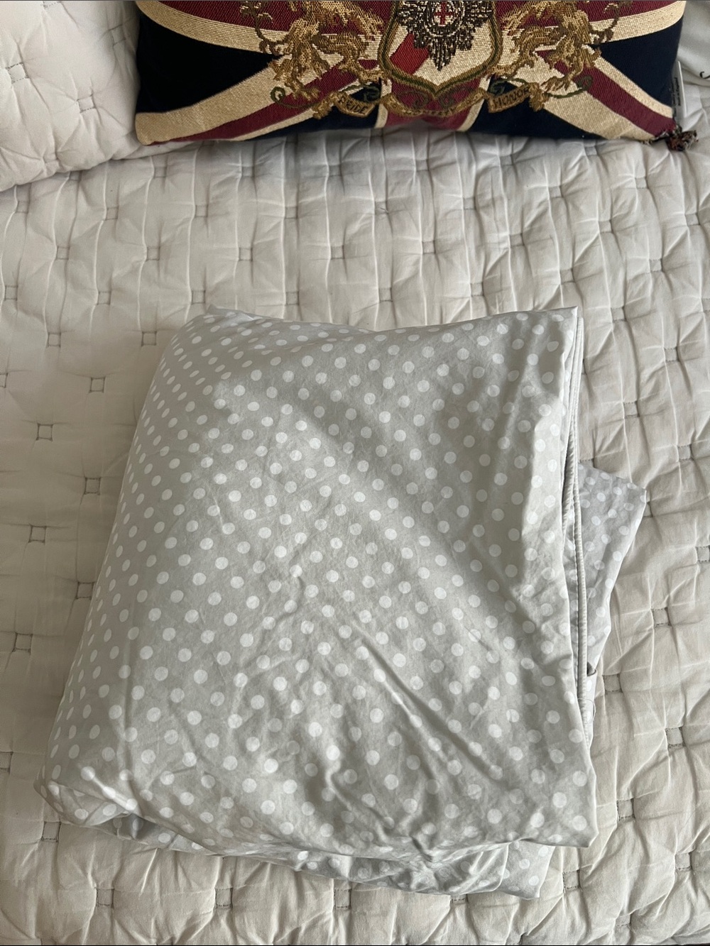 Pottery Barn Teen Gray Polka Dot Duvet Cover